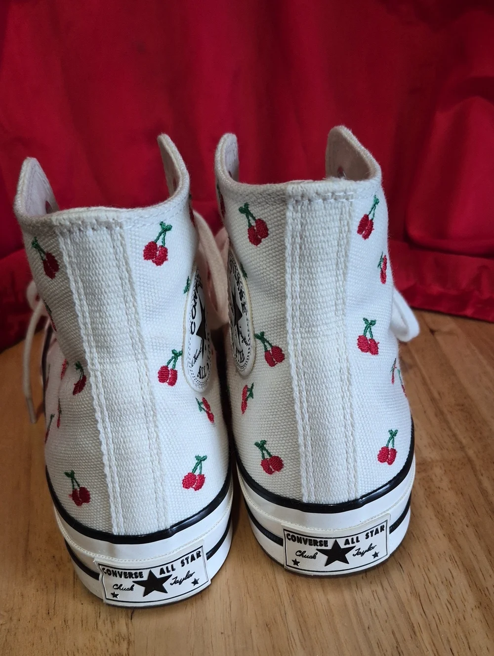 Chuck Taylor Converse ALL Stars High Top Sneakers With Cherries πππ - Picture 4 of 10